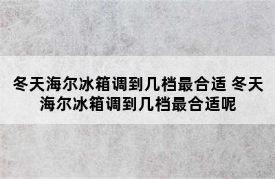 冬天海尔冰箱调到几档最合适 冬天海尔冰箱调到几档最合适呢